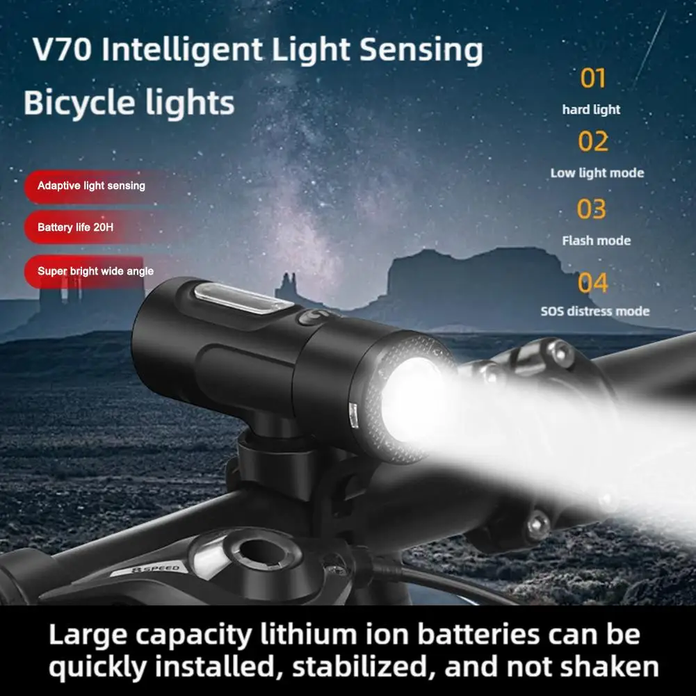 500 Lumen Bike Headlight Waterproof Front Bike Light Bicycle 4 Accessories Modes Light Rechargeable Cycling O2J7