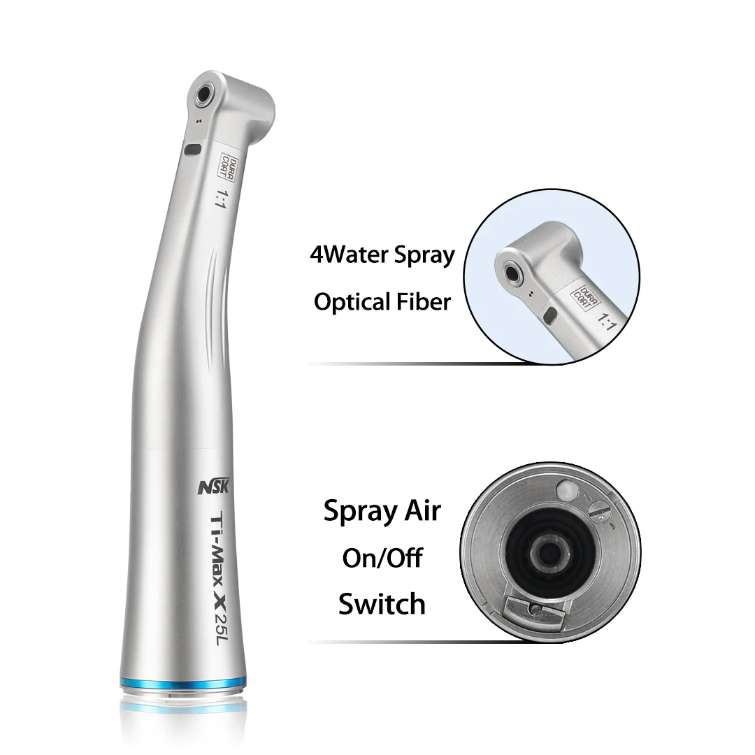 

NSK Ti-MAX X25L Dental 1:1 Direct Drive Speed Fiber Optic Spray Air On/Off Switch Dentistry Low Speed Handpiece Fit E Type Motor