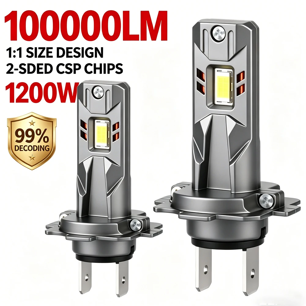 

H7 High Power LED Car Headlight Bulbs CANBUS 1200W Super Bright Wireless 5570 CSP Auto Spotlights Mini Fog Lamps Plug&Play 12V