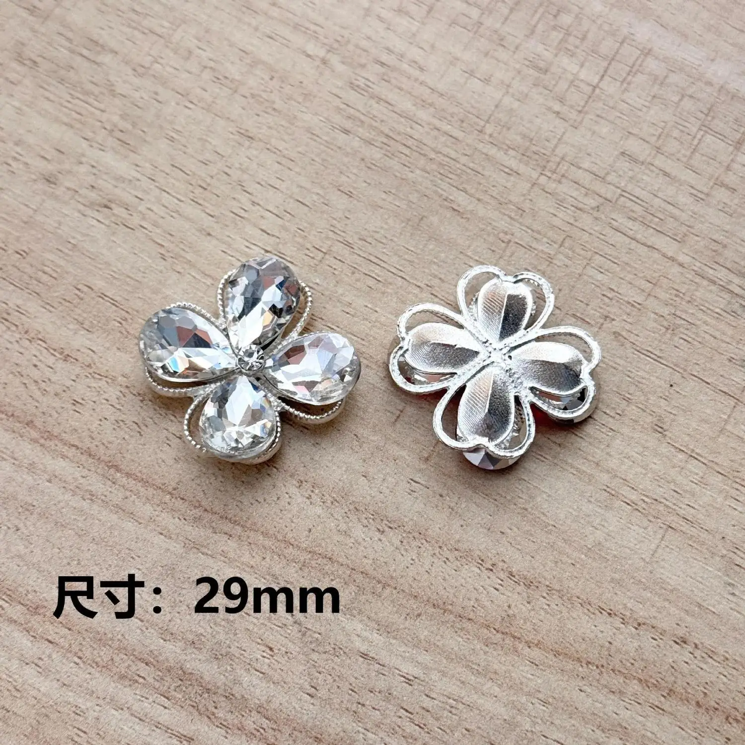 3-Pack New 29mm Multi-Color Glass Electric Drill Four-leaf Clover Alloy Flower Discs DIY Clothing Accessories Handmade Jewelry H