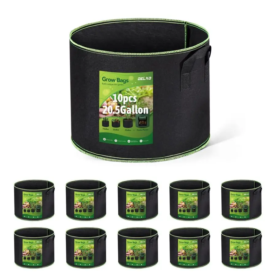 

10 Pack 20 Gallon Plant Grow Bags Heavy Duty Aeration Fabric Pots Thickened Nonwoven Plant Grow Bags with Handles