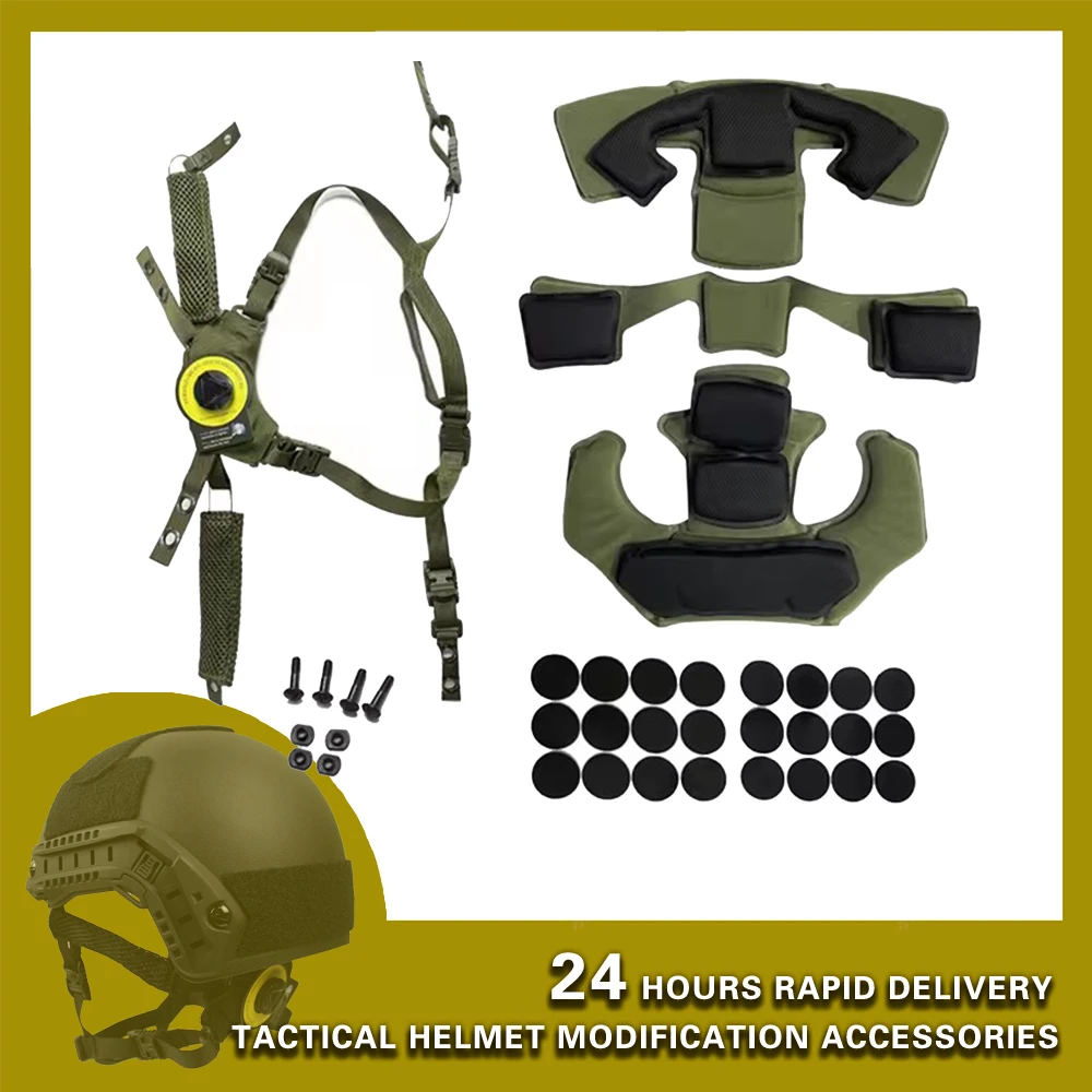 

Wendy tactical helmet suspension system, ultra-lightweight design, adjustable lanyard, fully lined with sponge Velcro