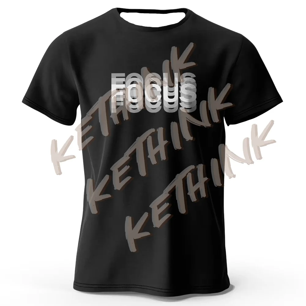 

Focus Letter Minimalist Style T-Shirt, Lightweight Round Neck Short Sleeve Tee, Perfect for Men & Women