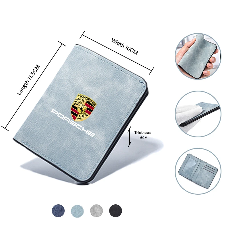 Wallet Credit ID Card Holder Driver License Leather Purse Gift For Porsche Cayenne Panamera Macan 911 718 Boxster Cayman 918Paju