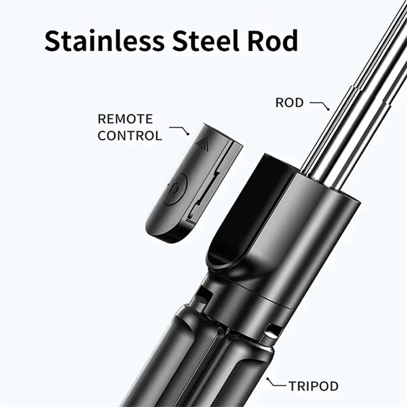 FFYY-Extendable Tripod Selfie Stick Wireless Stand With Light Bluetooth Remote For Mobile Live Streaming