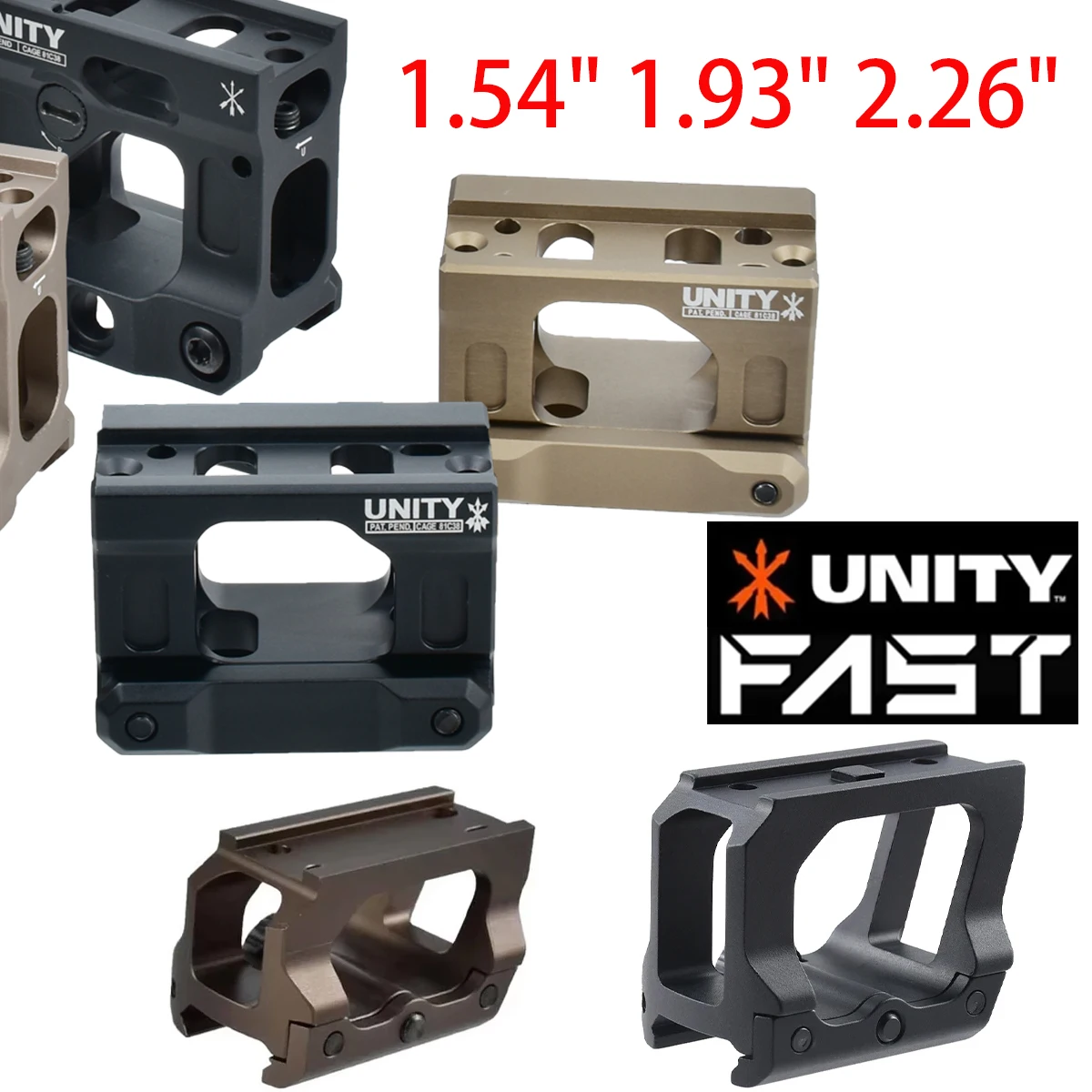 Support de montage rapide UNITY pour lunette de visée, hauteur 1,54'' 1,93'' 2,26'', fixation QD pour viseur point rouge, support universel compatible 20 mm