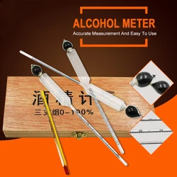 4PCS 0-100% Alcohol Test Meter Alcohol Concentration Meter Alcohol Tester Alcoholometer Tool Set