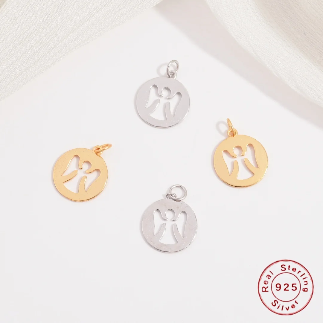 

S925 Sterling Silver Minimalist Hollow Round Charm DIY Handmade Bracelet Necklace Jewelry Accessories SD127