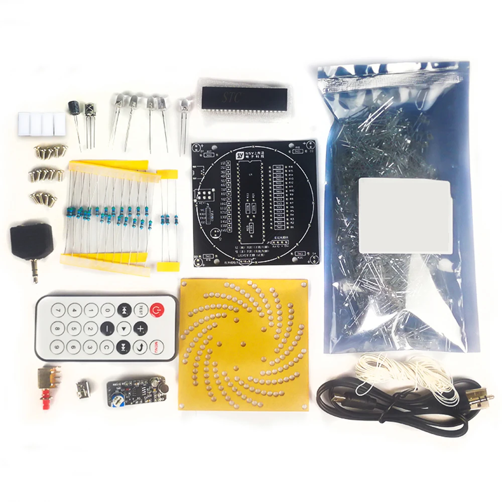 New DIY Guangzhou Tower Kit Sound Controlled Colorful LED Music Light with Infrared Remote Control 5V DIY Welding Practice Kit