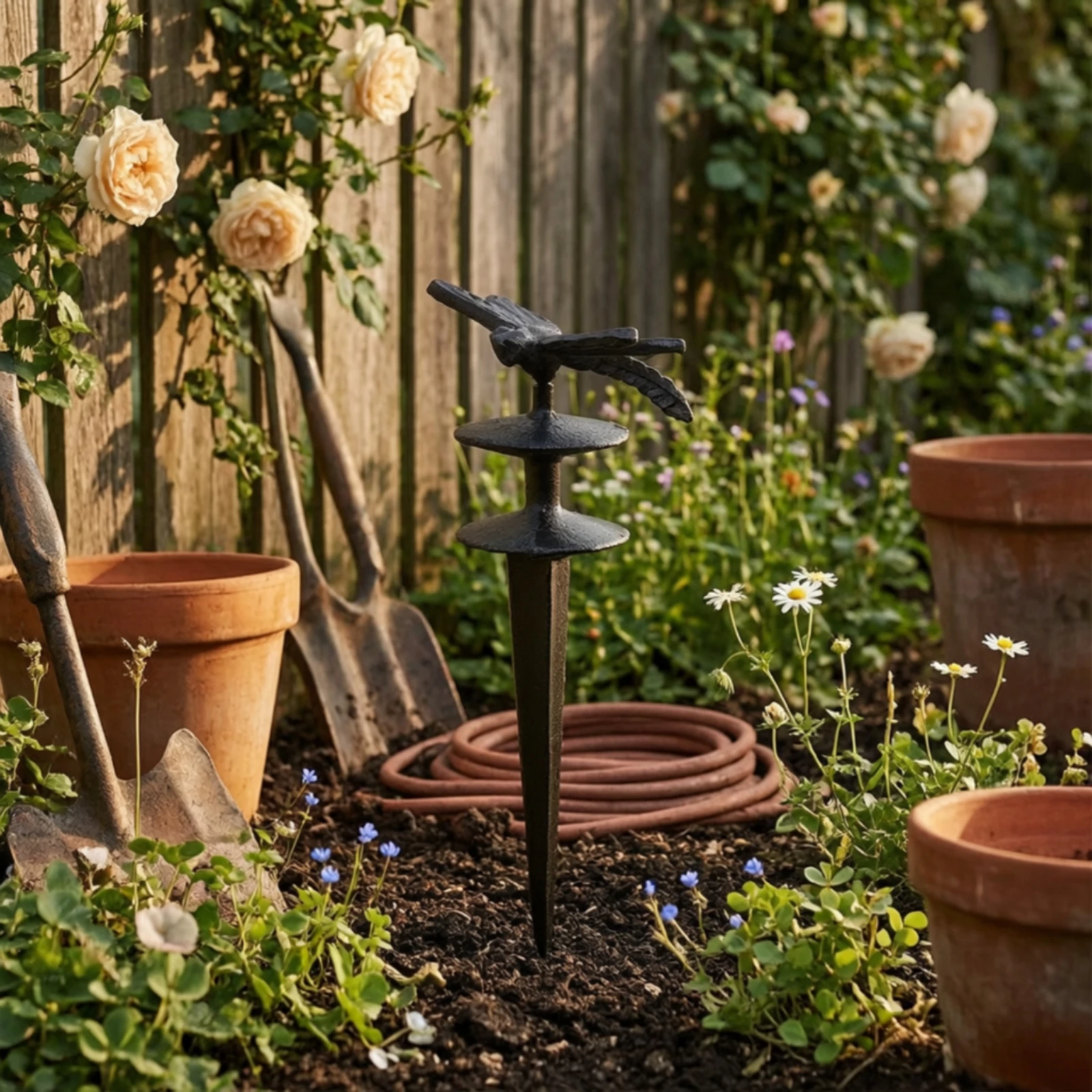 Garden Hose Holder with Stake Heavy Duty Freestanding Garden Hose Holder Hardware Outdoor Sturdy for Gardeners, Yard, Flower Bed