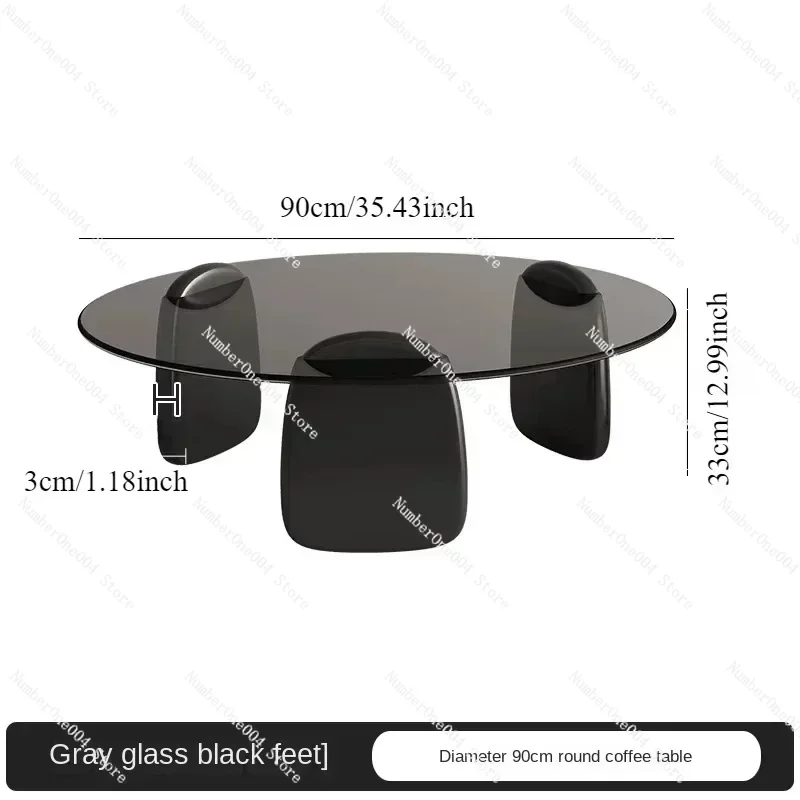 

Black Glass Round Table Set - Modern Multi - Size Coffee & Side Tables for Living Room, Dining, Office & Cafe - Easy Clean