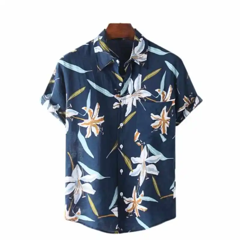 

Digital Print ort Sve irt 3D Flap Collar Printed Digital Faion Men's Slim Fit Cotton Sunscreen Treaent Ice Sensation
