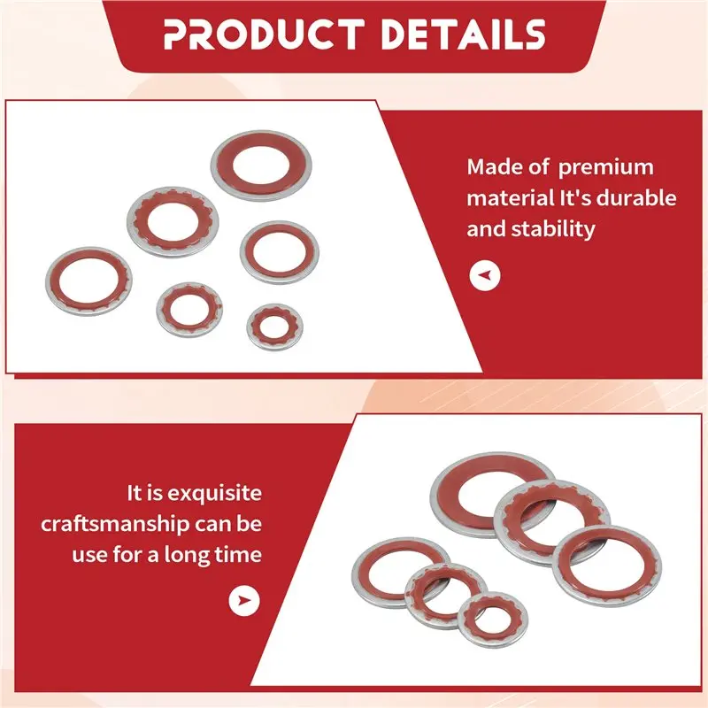 AA94-60Pcs A/C Gasket Assortment,AC Compressor Seals Automotive Air Conditioning Compressor Port Seal Washer Kit