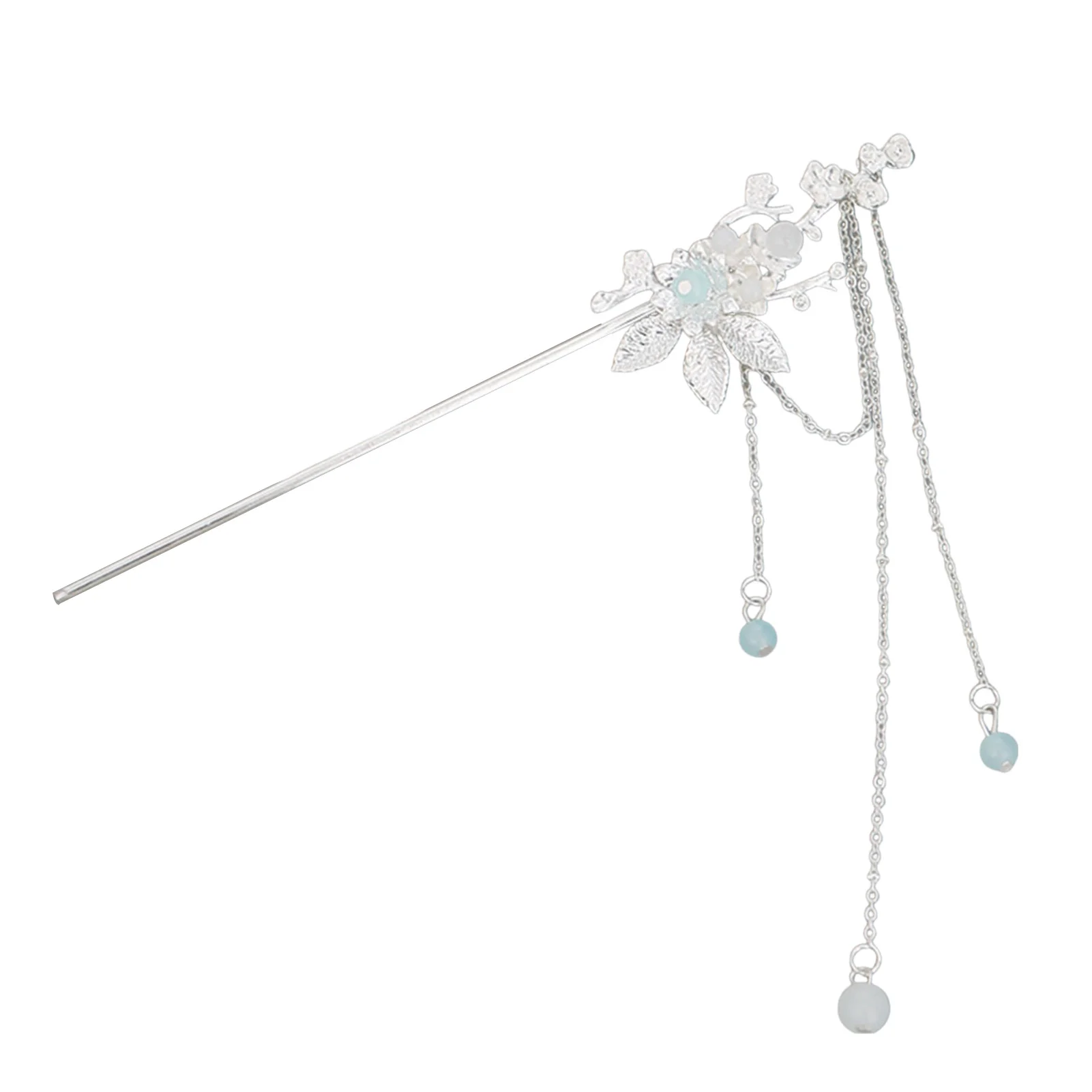 Female Retro Hair Chopsticks Pin Plated Flower Prong Updo Chignon Pins with Tassel for Hair DIY Accessory Hair Styling