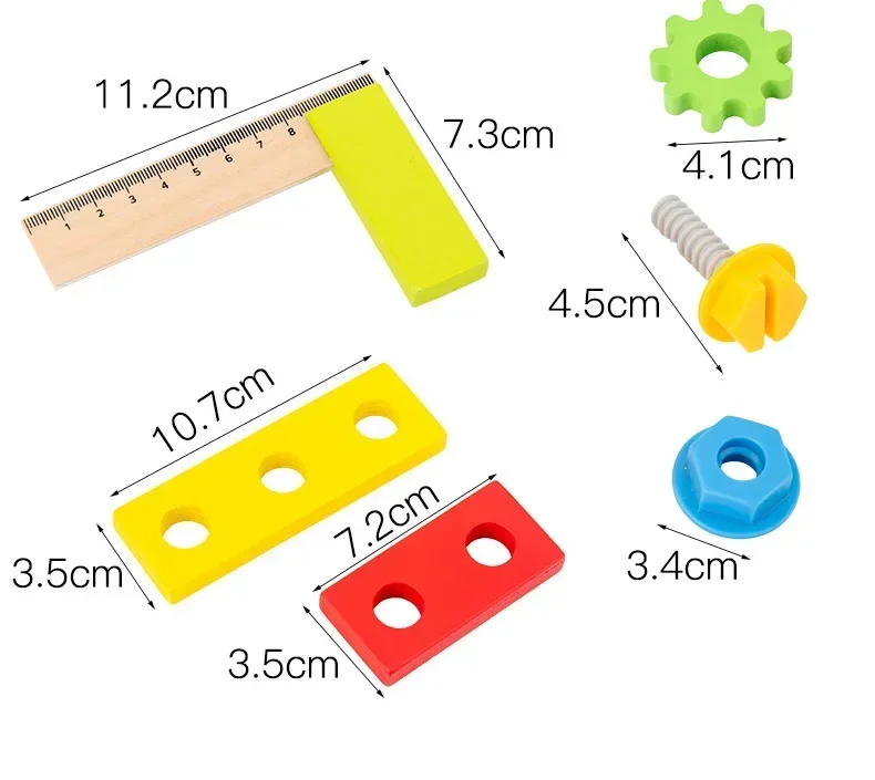 High Quality Wooden Toolbox Toy Set service kit screwdriver hammer saw Play house Puzzle Interactive Toys baby birthday gift