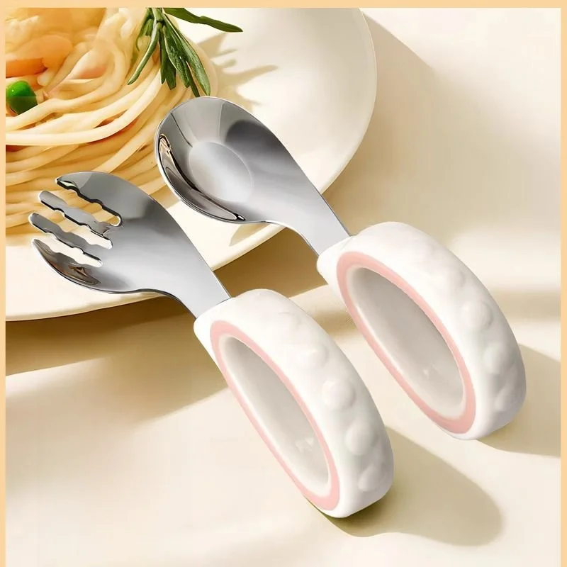 Stainless Steel Baby Fork And Spoon Set for Toddler Meal Training Child Cutlery Utensils Baby Food Supplement One Year Old