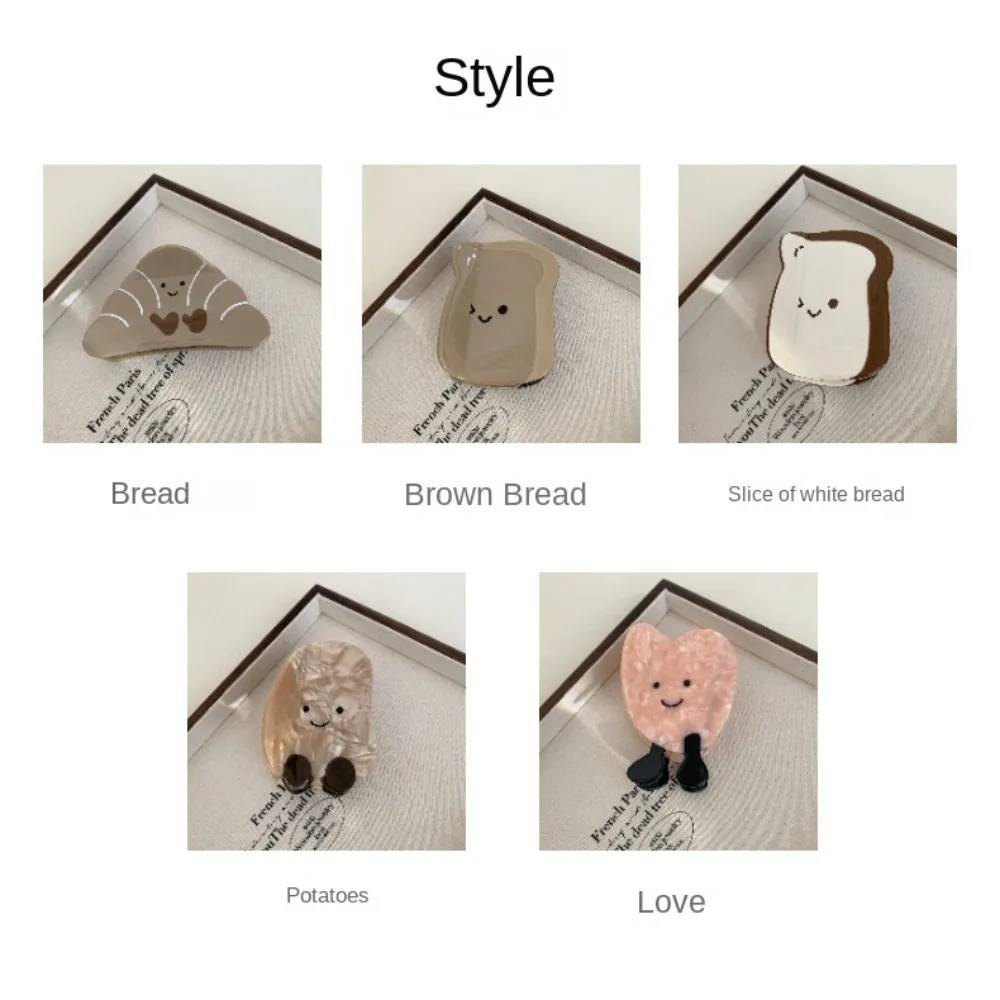 Cartoon Acetic Acid Grab Clip Simulation Bread Grab Clip Bread Shape Hair Claw Ponytail Holder Acetic Acid Croissant Claw Clip