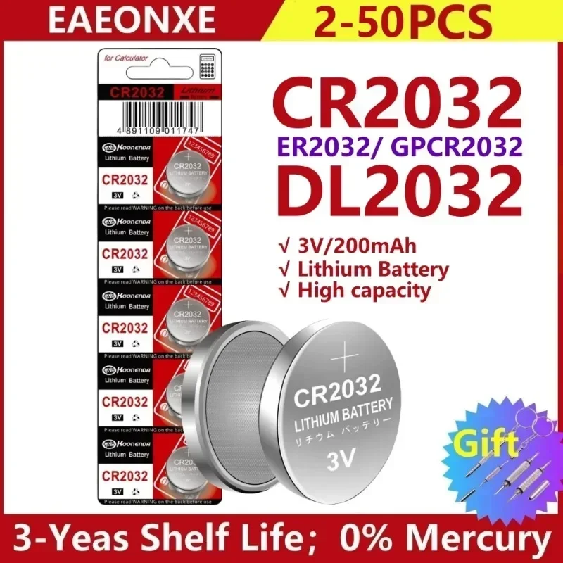 CR2032 battery 3V cr2032 DL2032 Lithuim Button Cell Batteries ECR2032 bateria 2032 for Watch Electronic LED Light Toy Remote