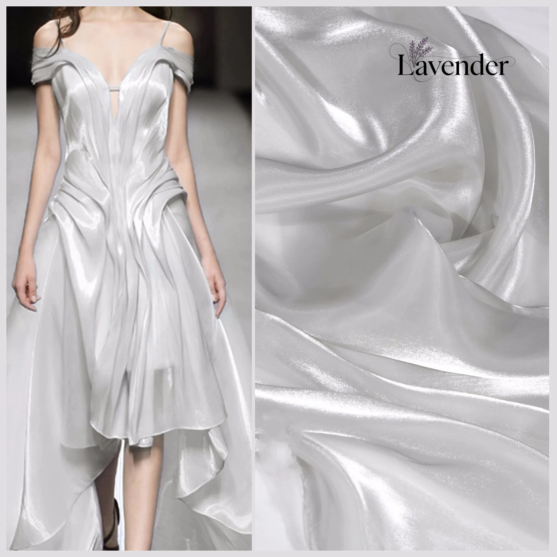

White Breeze Satin Fabric Semi-Sheer Glossy Smooth Material Wedding Dresses Stage Costumes Curtains Tablecloths Home Textiles