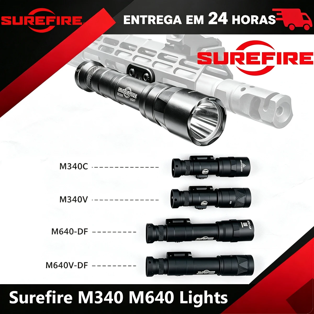 Lanterna Surefire M340 M640 DF Mlok M340V M640V Strobe Sem IR Suporte Keymod para Trilho de 20mm Tática Caça Airsoft Luz LED Scout