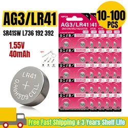 10-100pcs AG3 1.55V Alkaline Button Battery AG3 192 LR41 SR41SW L736 Coin Cell Button Batteries For Watches Toys