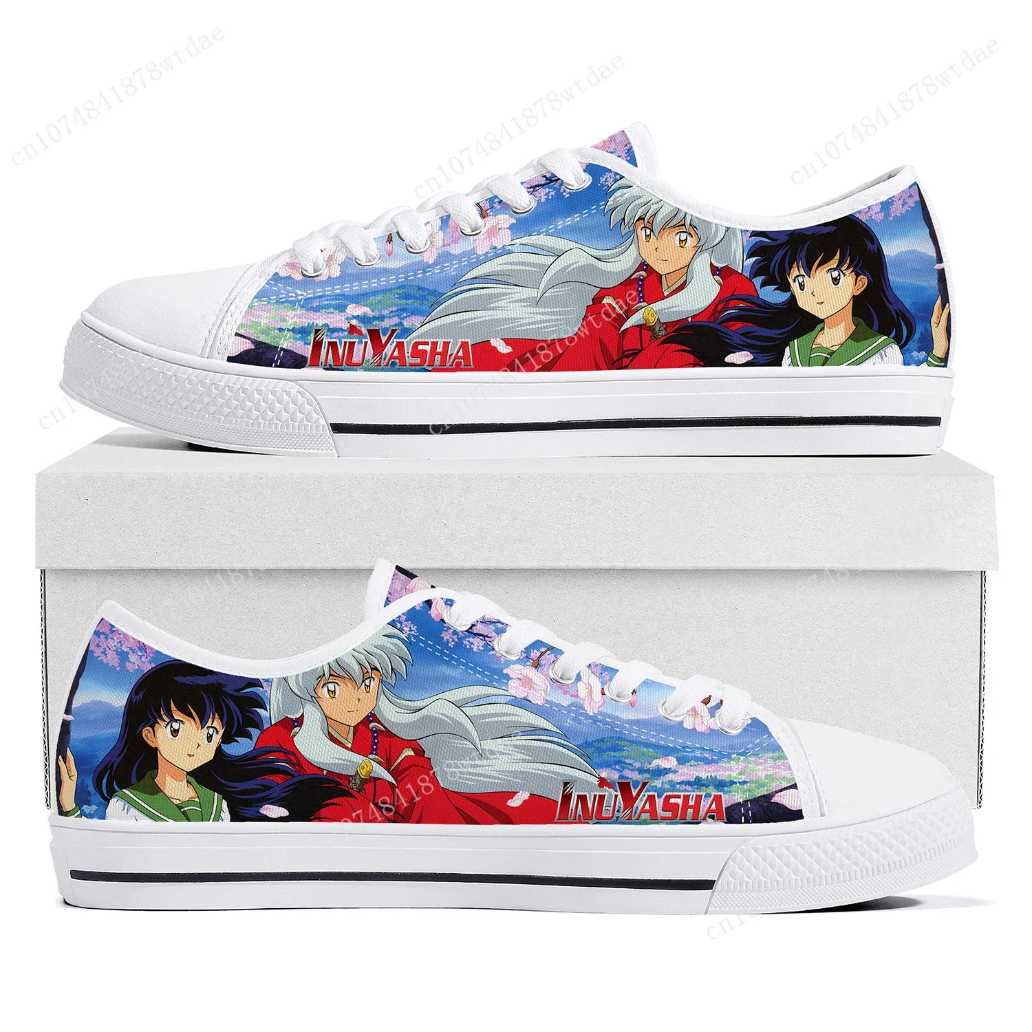 Inuyasha Low Top Sneakers Womens Mens Teenager Kagome Higurashi High Quality Canvas Sneaker Couple Comics Manga Custom Made Shoe