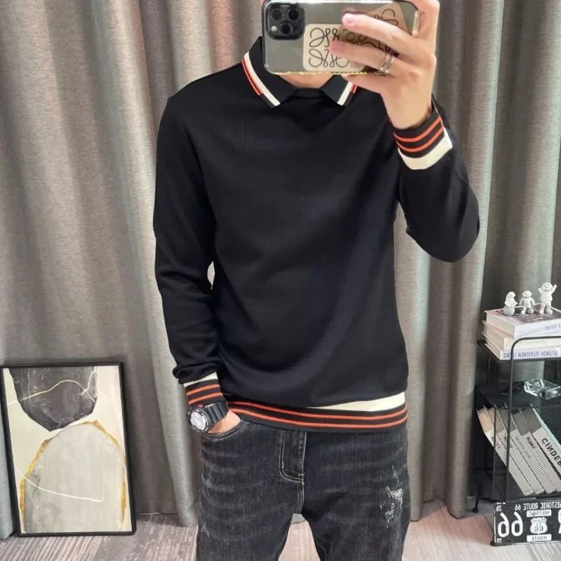 Long Sleeve New Korean Autumn Man Sweatshirt Polyester Xxl Xl Pullovers Clothing Deals Aesthetic Luxury Emo Polo T Shirt for Men