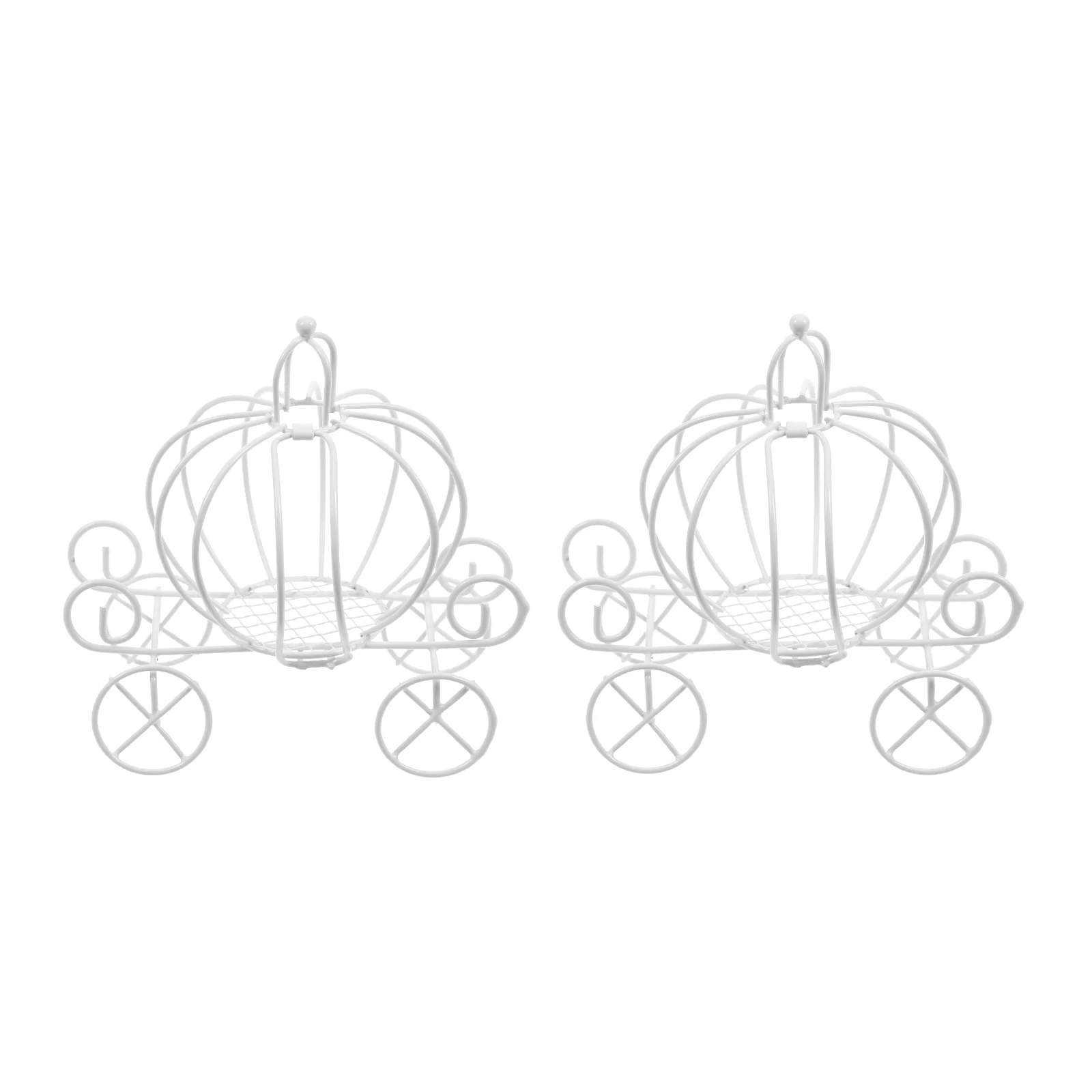 

2 Pcs Iron Candy Box Candies Exquisite Pumpkin Cart Creative Carrier Gift Adornment Party Decor Bride