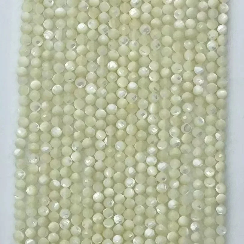 Natural White Shell Stone Facted Round Beads 38cm Women Trendy Jewelry DIY Bracelet Necklace Accessories Fashion Elegant Charm