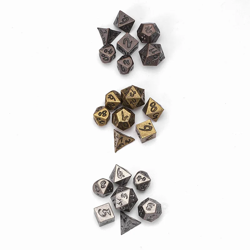 70PCS 6mm Metal Mini DND Dice Set Board Game Accessories 7 Piece Metal Dice for Hollow Pendant RPG Dices 10 sets