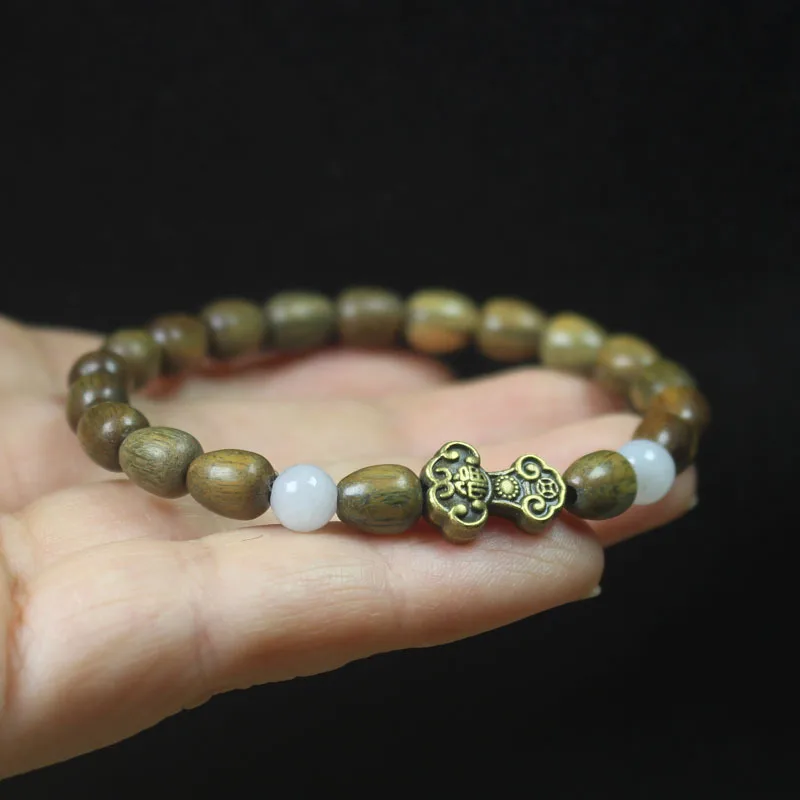 Guajacwood with Fragrance Water Drop Buddha Beads Bracelet Retro Ruyi Women's Simple Collectables-Autograph Rosary Ornament Gift