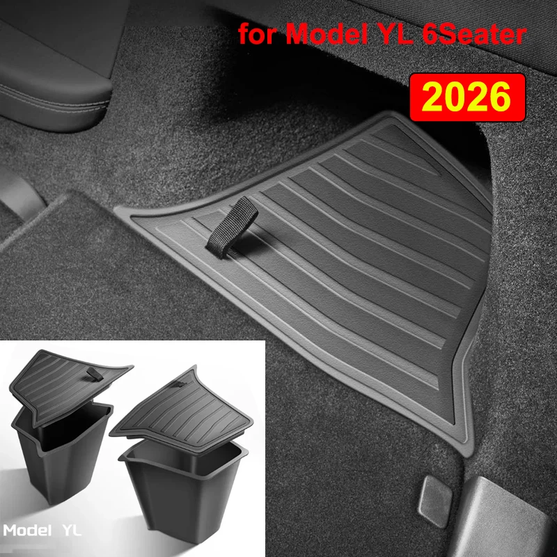 Für Tesla Model Y YL 2026 Heckkoffer-Seitenstaukasten Laderaum-Organizer TPE-Aufbewahrungsbox Beflockte Matte Trennwand Auto-Zubehör
