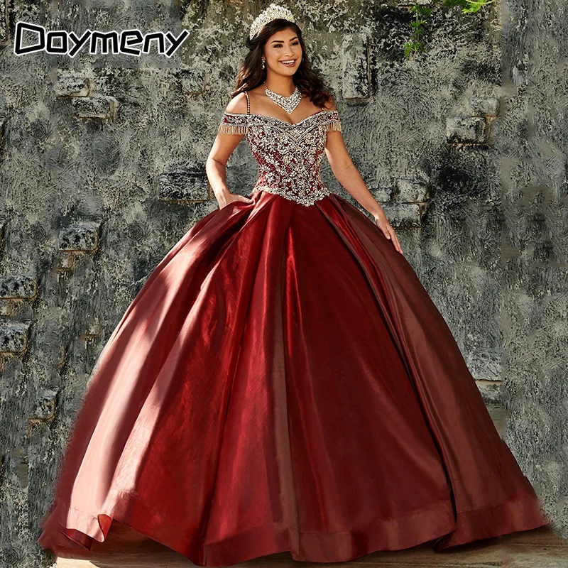 2023 Womens Beaded Crystal Quinceañeras Dresses Ball Gowns  Satin Vestidos De 15 Jacket Años Quinceanera Sweet 16 Sequinsفساتين