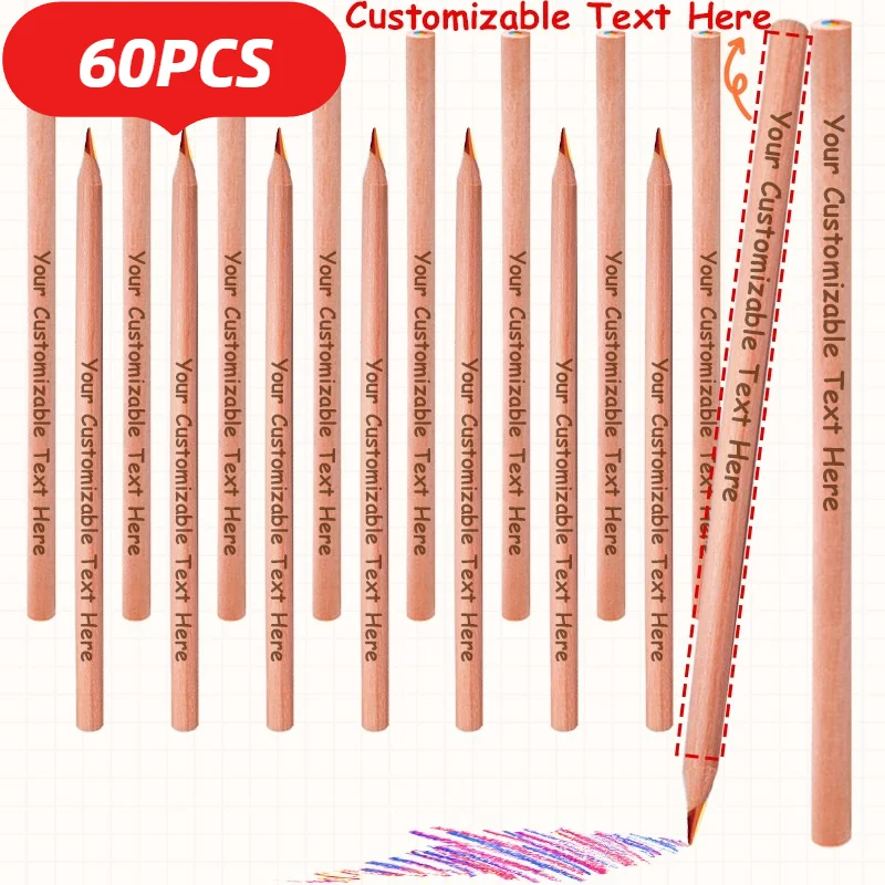 60pcs Customizable Rainbow Pencils 7-Color Gradient Soft Core Wooden Art Pencils 3.3mm for Adult Coloring Books And Students