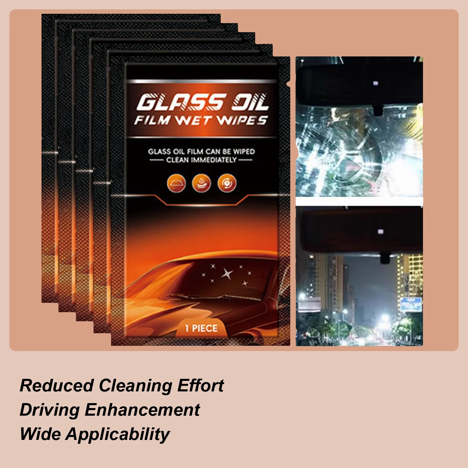 Windshield Oil Film Cleaning Wipes 5 Pack for Car Truck SUV Glass Automotive Vision Clarity Driving Safety Home Glass Cleaner