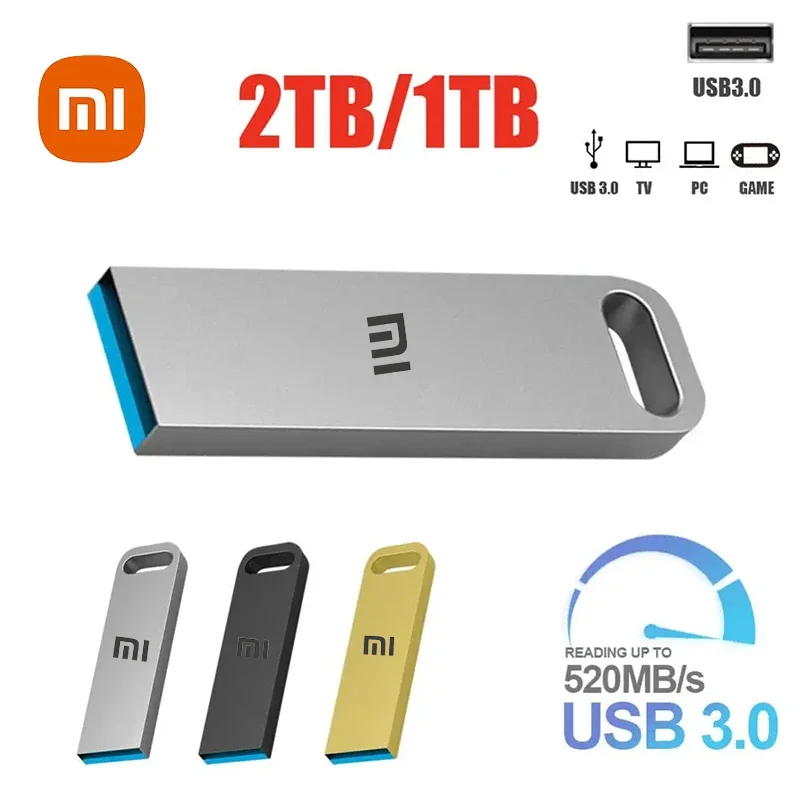 Xiaomi 2tb metal flash drive usb 3.0 transferência de super alta velocidade mini u disco à prova dwaterproof água pen drive portátil memoria ssd disco flash