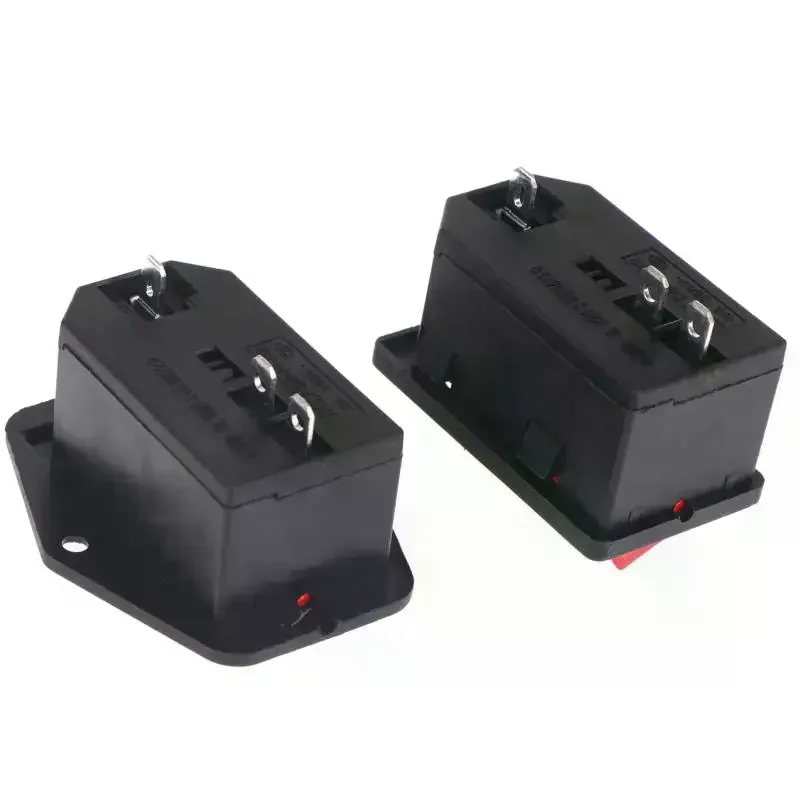 IEC320 C14 Electrical AC Socket 3 Pin Red LED 250V Rocker Switch 10A Fuse Female Male Inlet Plug Connector Embedded Socket Mount