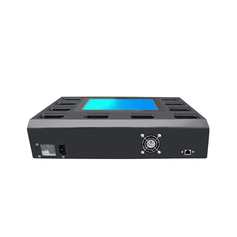 

Body wear camera charger and data collection system docking station with 10 ports and 10.1-inch screen