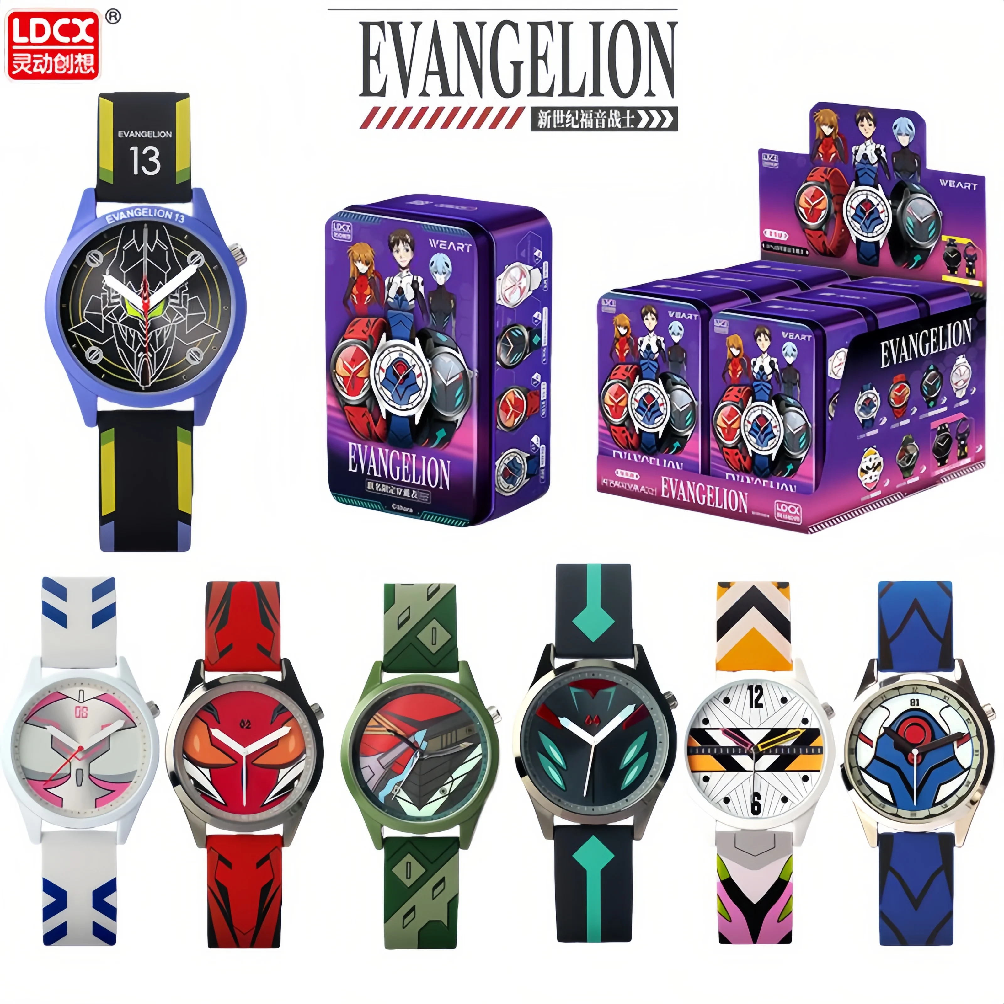 Reloj LDCX Evangelion WEART, reloj de pulsera deportivo informal con diseño de Anime EVA Unit-00/01/02, colección limitada, regalo para fanáticos, hombres y mujeres
