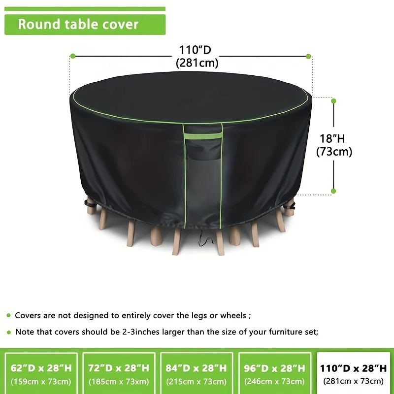 Waterproof outdoor desk set, round courtyard furniture set, 500D heavy courtyard desk set, outdoor meal set all-weather protecti