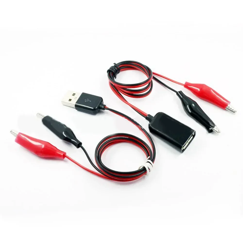 60CM Alligators Test Clip USB Male / Female Connector Adapter Power Cord For Multimeters For Light Bulbs Power Adapters