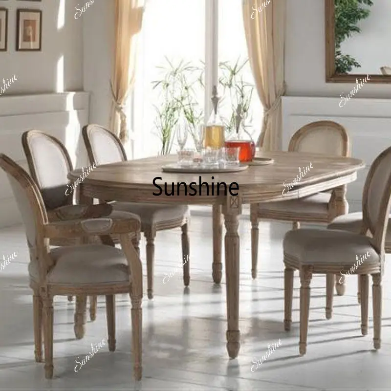 American country style retro old oval dining table