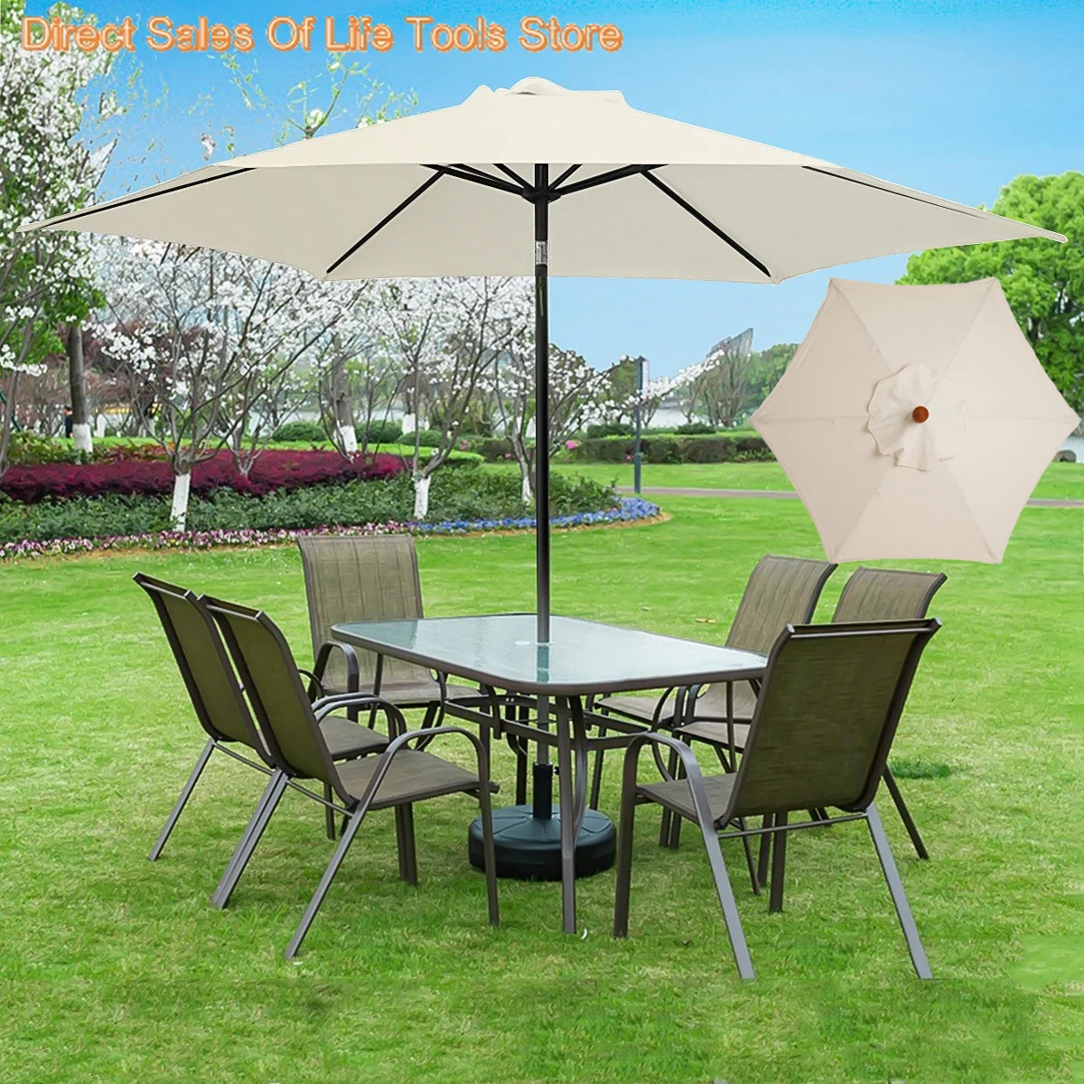 2/2.7/3m Parasol Replaceable Cloth without Stand Outdoor Garden Patio Banana Umbrella Cover Waterproof Sunshade Canopy