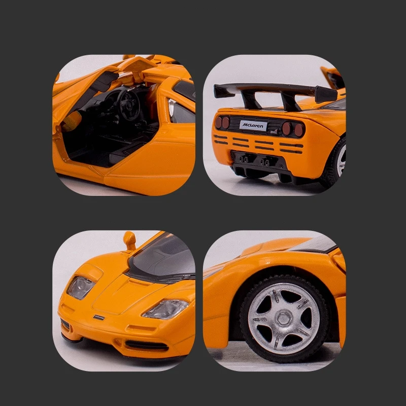 1/36 McLaren F1 Toy Car For Children RMZ City Diecast Miniature Vehicle Super Racing Model Pull Back Collection Gift for Boys