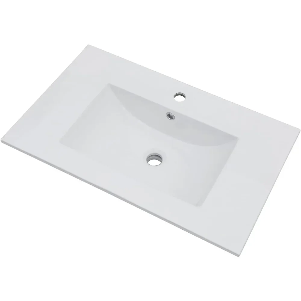 Washhand Stand White Bathroom Sink One Hole Drop In 30 X 18 Inch One Holes Porcelain Ceramic Bathroom Vanity Top Sink Basin Wash