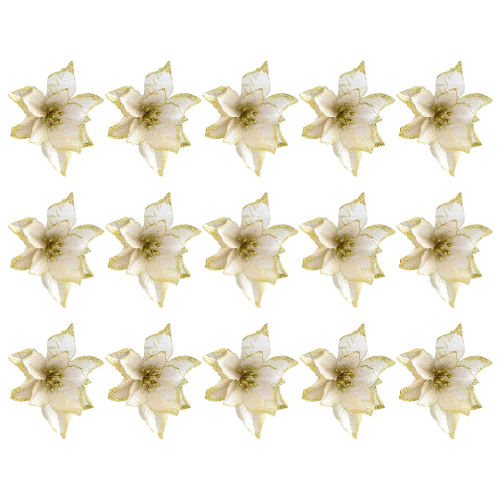 

15Pcs Christmas Flower Decoration Simulated Flowers for Xmas Tree DIY Scene Vivid Artificial Flowers Festive Xmas Layout