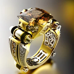 Men's Solid Chunky Full Diamond Good Luck Fortune Ring for Men, Boy, Boss