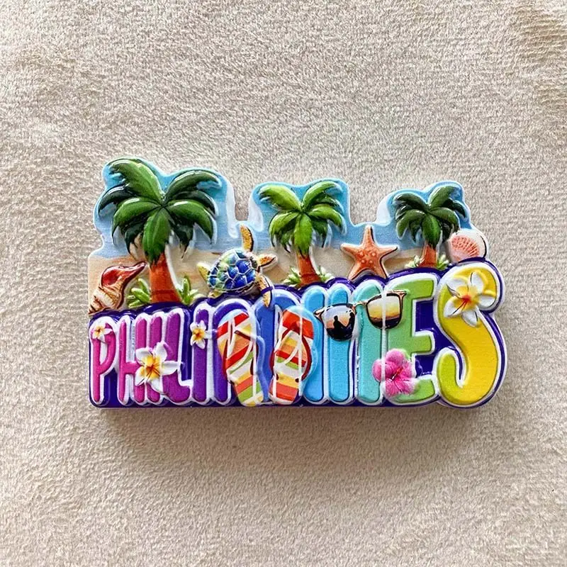 

Philippines Seaside 3D Resin Fridge Magnet Souvenir - Coconut Trees Or Turtle Design Home Decorative Kitchen Item