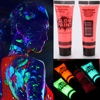 5-6Pcs Body Art Paint Halloween Cosplay Pigment Night Run UV Glow Painting Fluorescent Kids Face Paint Festival Party Rave Props