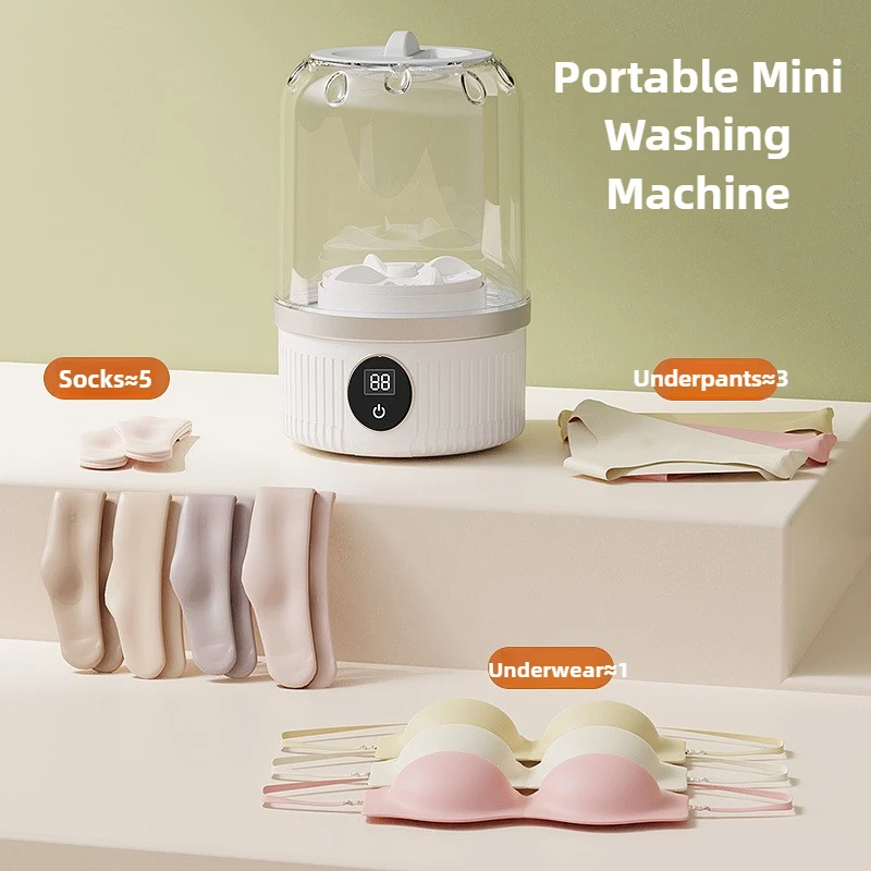 Mini taza de lavandería eléctrica, lavadora pequeña inalámbrica para ropa interior, calcetines, sujetador, ropa para mascotas, apartamento, dormitorio, RV, viaje, Camping, hogar